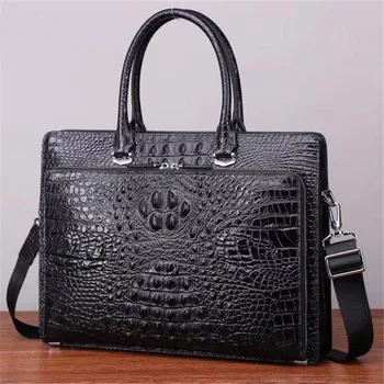

Kaisiludi leather men's and women's universal handbag crocodile-print business briefcase computer shoulder bag fashion satchel