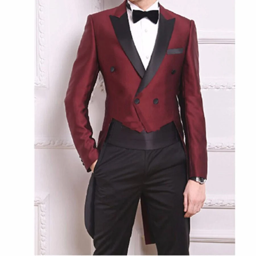 

Classic Groomsmen Peak Lapel Groom Tuxedos Tailcoat/morning Style Men Suits Wedding/Prom Best Man Blazer( Jacket+Pants+Bow Tie )