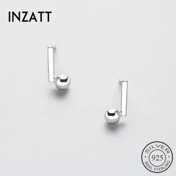

INZATT Trendy Real 925 Sterling Silver Geometry Stud Earrings Fashion Accessories Gift For Women Men Round Classic Jewelry