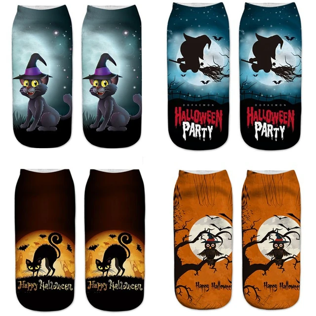 2018 New Arrival Hallowmas Socks Women 3D Print Halloween Pumpkin Creator Free Witch Cool Polyester Novelty Socks