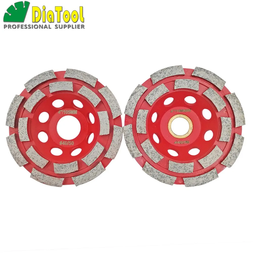 DIATOOL Diameter 100mm Diamond Double Row Cup Wheel For Concrete Abrasive Material, 4inch Grinding Wheel, Bore 22.23mm
