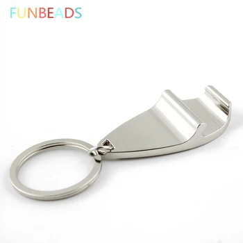 

100pcs/lot Metal Simple Keychain Beer Opener Silver Trinket Convenient Beer Bottle Opener Keychain KP057