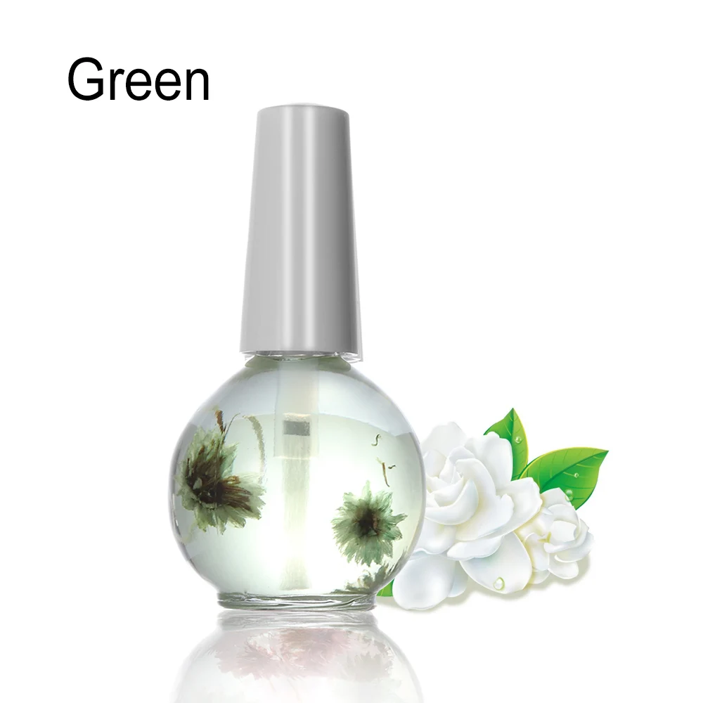 Профессиональное сухое цветочное питательное масло для ногтей, Масло для кутикулы, питание, лак для ногтей, масло для лечения Ногтей, инструменты для маникюра - Цвет: Зеленый