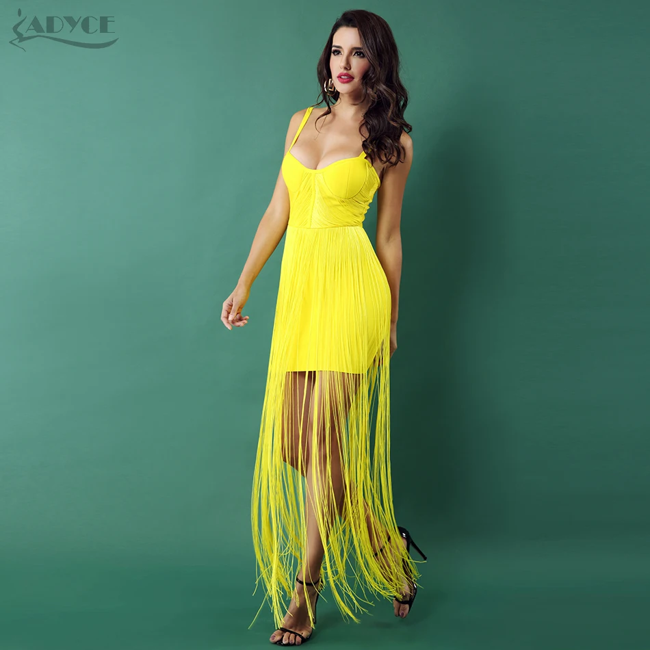 Adyce женское Бандажное платье Vestidos Verano 2019 новое летнее желтое Сексуальное