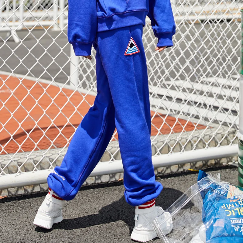 UNIFREE 2018 Korean pure color waist loose simple decals long style casual temperament casual trousers UDY183P023 Pants