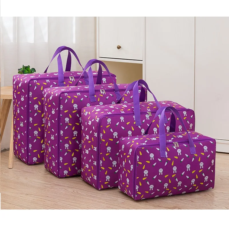 4 шт. милый фиолетовый узор шкаф Органайзер Одеяло сумка для хранения одежды качество Оксфорд контейнер для хранения на молнии XL L M
