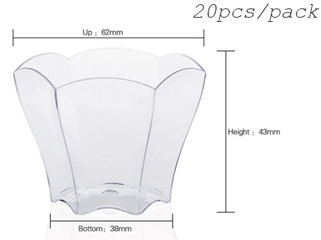 Акция-вечерние свадебные принадлежности доступная пластмассовая столовая посуда, 70*44 мм/60 мл Прозрачный лепесток десерт торт чаша, 20/упаковка - Цвет: Transparent
