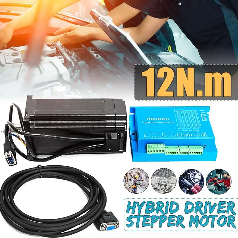 

12N.m Closed Loop CNC Stepper Motor Driver NEMA34 Encoder 1000rpm Hybrid Servo 86HBSE12N-B32 Motor Diver Set New Arrival 2019