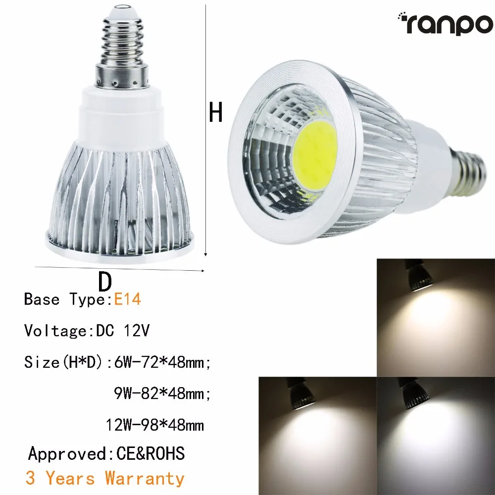 Bright B22//E14//E27//GU10//GU5.3 Dimmable 6W//9W//12W LED COB Spot Light Bulbs Lamp M