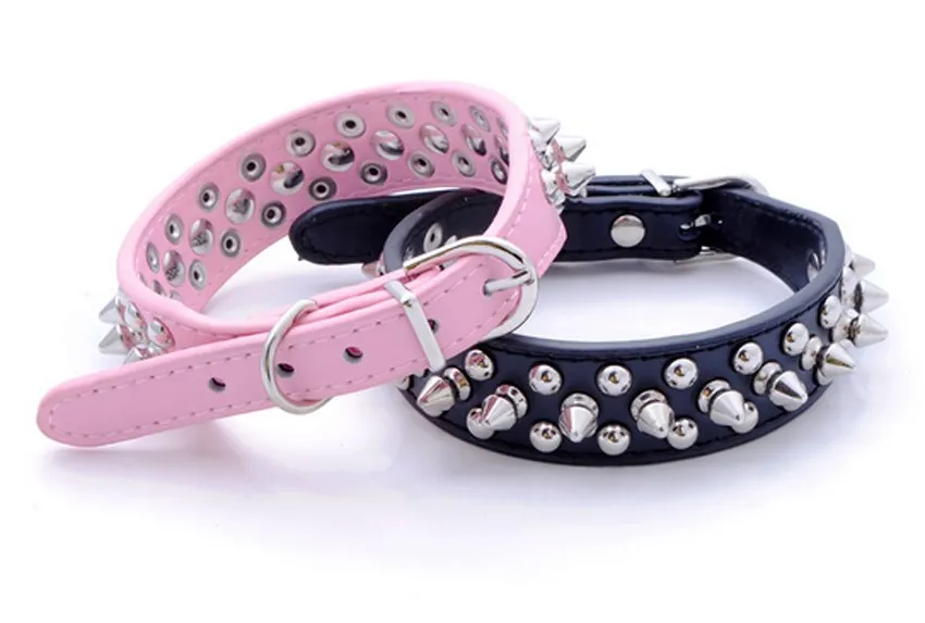 

Hot Adjustable PU Leather Rivet Spiked Studded Pet Puppy Dog Collar Neck Strap