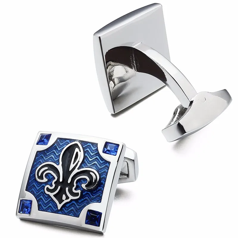 Ceny HAWSON biżuteria Chrome wzór spinki do mankietów spinki do mankietów wysokiej jakości kwadratowe spinki do mankietów spinki do mankietów niebieski i czerwony emalia opcje