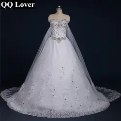 QQ Lover Новинка 2019 года повязки топ кристалл кружево роскошные свадебное платье индивидуальный заказ свадебное Vestido De Noiva