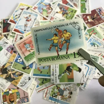 

250 PCS/Lot No Repeat Football Postage Stamps With Postmark, World Cup football stamp, for Collection Gifts