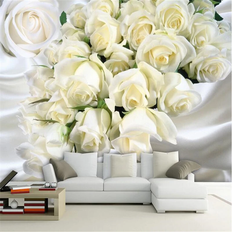 Beibehang Papel de Parede Foto Personalizada Adesivos Grandes Murais Moda Fantasia Bonitas Rosas Simples Sofá Cabeceira Fundo Parede