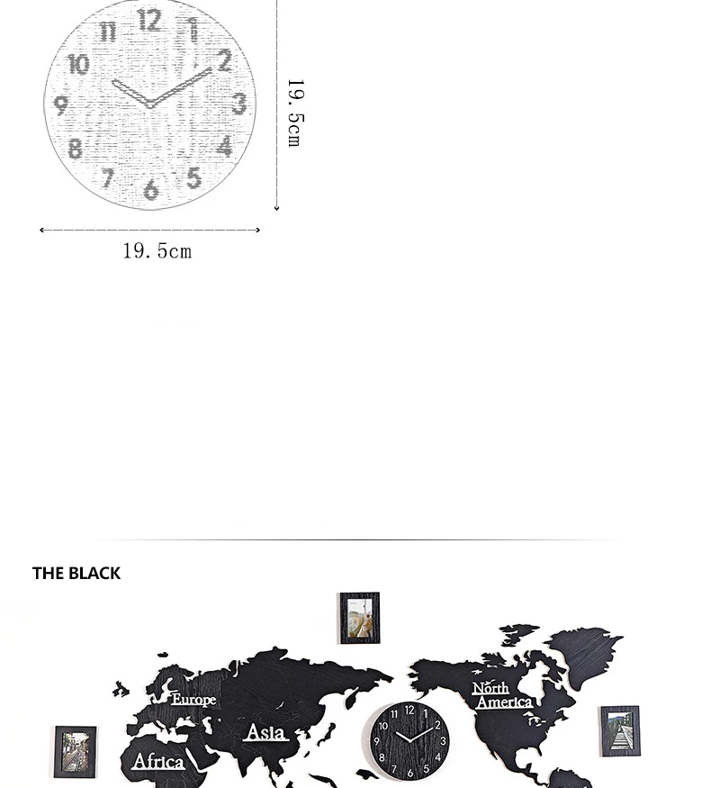 Креативная карта мира Наклейка на стену в форме часов с фоторамкой большой деревянный настенные часы Современные европейские круглые немой настенные часы