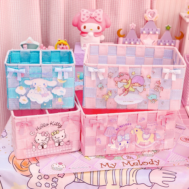 

My Melody Big Ear Dog Gemini Cosmetics Storage Box Woven Storage Box Desktop Storage Box