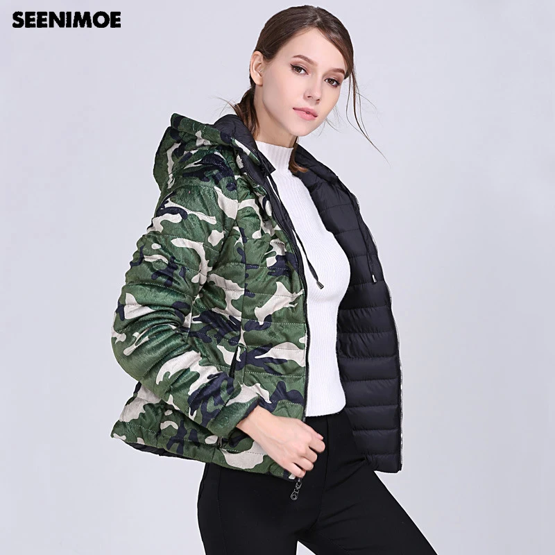 Распродажа двустороннее зимнее пальто Seenimoe Женское из 2019 хлопка женская