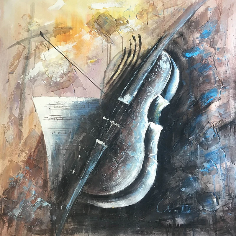 Tableau abstrait Simple Saxophone mural | Peinture sur toile, faite à la  main, peinture à l'huile musicale abstraite pour la décoration de la maison  | AliExpress