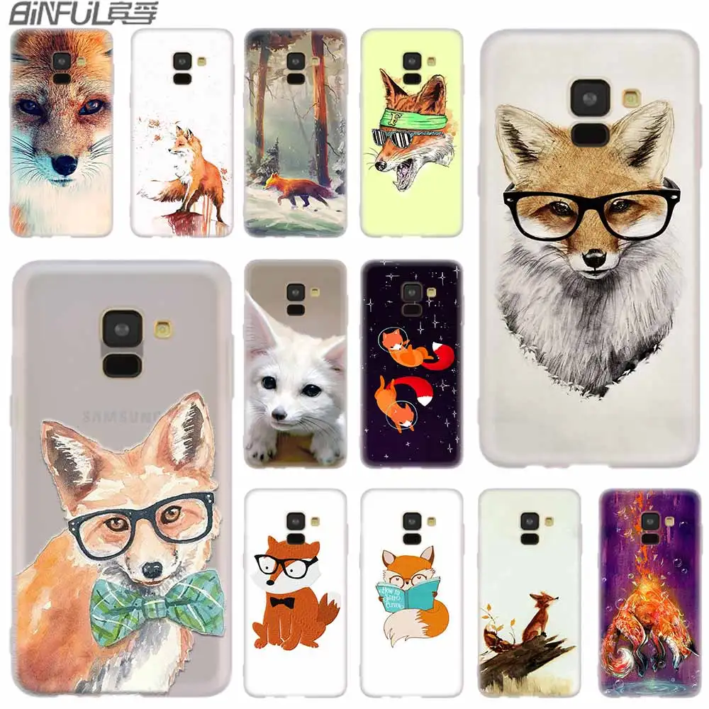 

Cover Silicone case For Samsung Galaxy A6 A8 A9 A7 A5 A3 Plus 2018 2017 2016 2015 A6S Star Mr Fox glasses