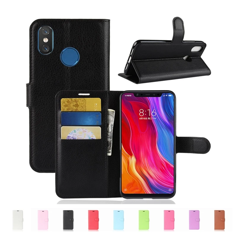 Роскошный кожаный чехол книжка baisxst для Xiaomi 8 с подставкой и бумажником телефона