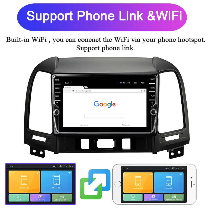 Best Navivox Android 8.1 2 din 9" car radio multimedia player For Hyundai Santa Fe 2005-2012 dvd gps navigation navi stereo DSP 4