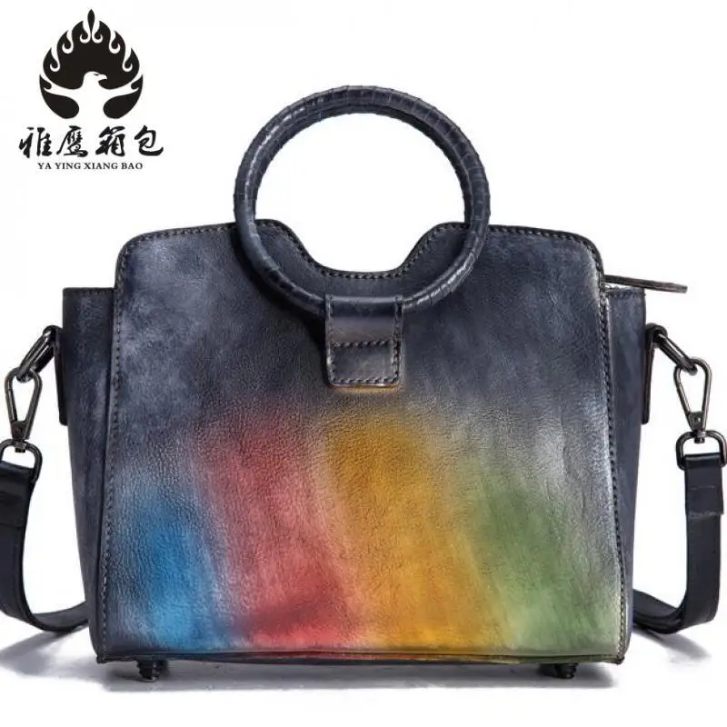 

Brand Genuine Leather Women Handbag Cross Pattern Cow Leather Shoulder Bag Fashion Design Top Handle Women Bag