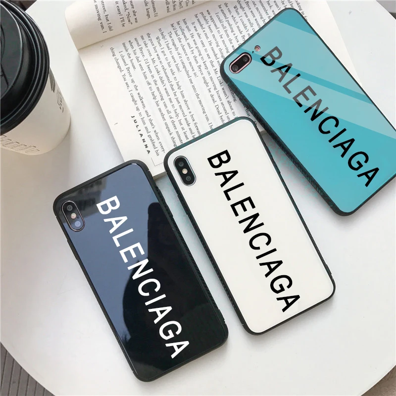 GYKZ Luxury France Paris Brand Hard Soft Edge Glass Phone Case For iPhone XS Max X XR 8 7 6 6S Plus Fashion BALENCI Sports Cover