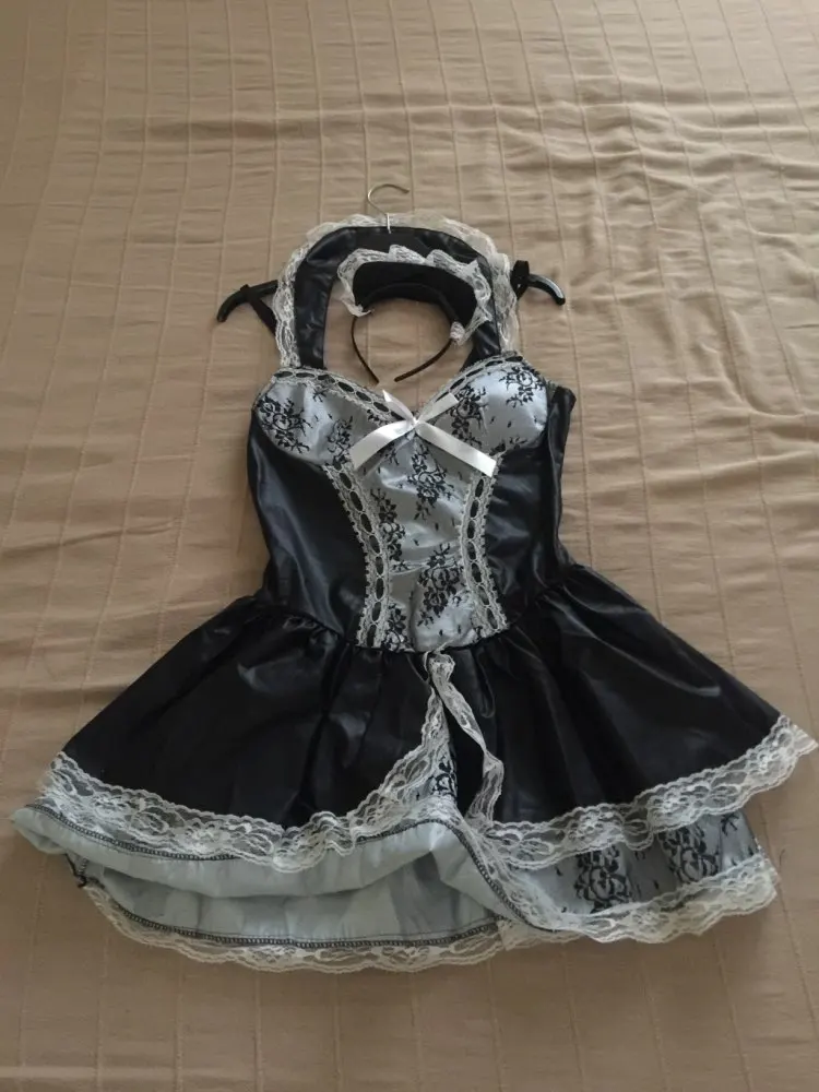 Сексуальная французская горничная костюм для женщин экзотический слуга Косплей Униформа Низкий вырез мини-платье горничной