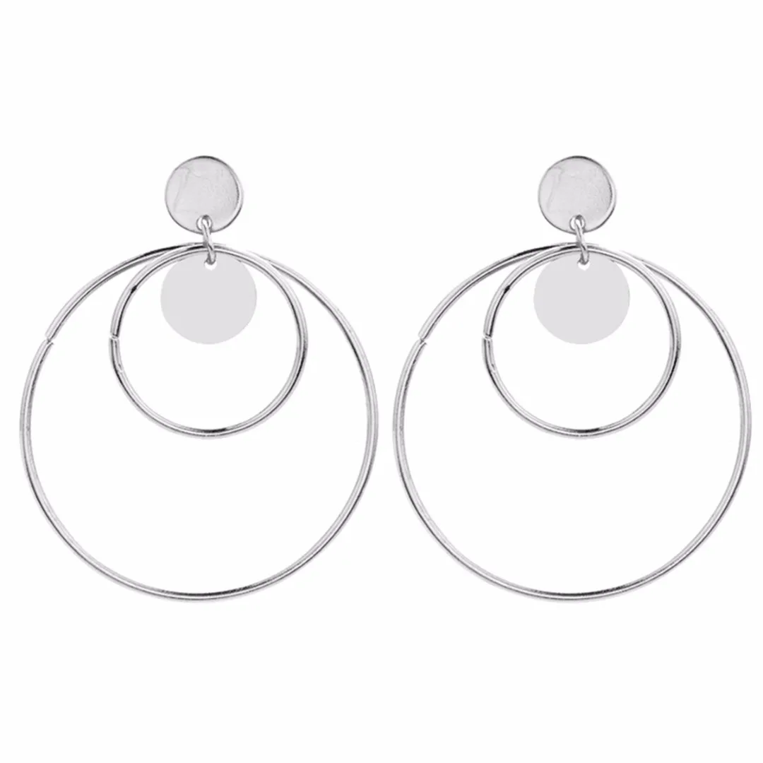 Shellhard Elegant Stylish Large Dangle Earrings Fashion Women Double Round Circle Drop Earrings Charms Geometrical Jewelry Gifts