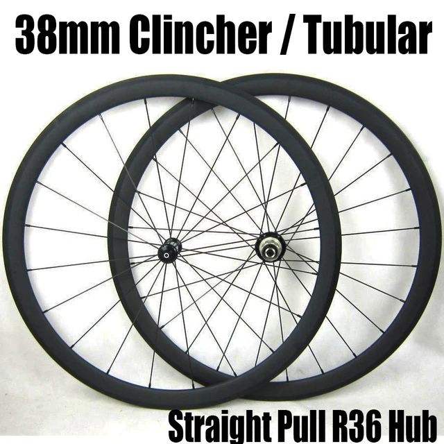 Cheap 700c Clincher Tubular Carbon Straight Pull R36 Wheels 38mm Bicycle Wheelset Carbon Racing Road Bike Wheels