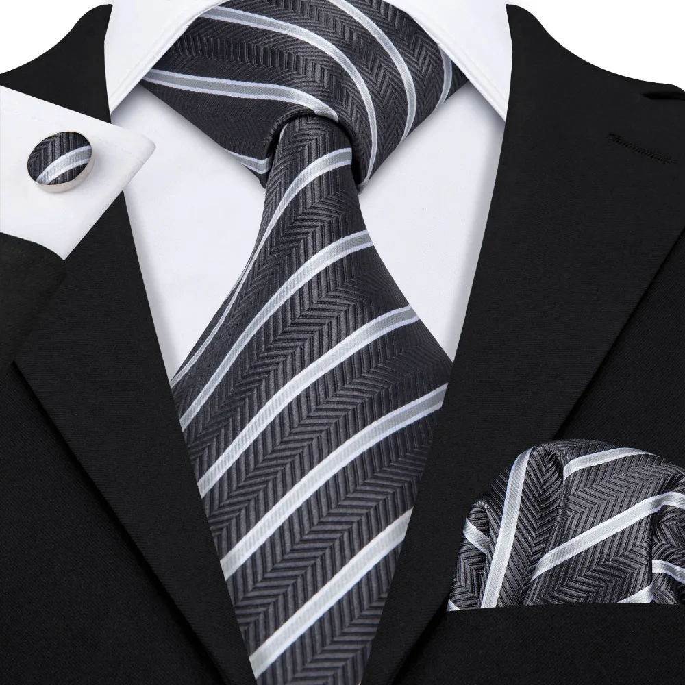 for Men Knightsbridge Neckwear Horizontal Stripe Silk Cravat in Black/White Black Mens Accessories Ties 
