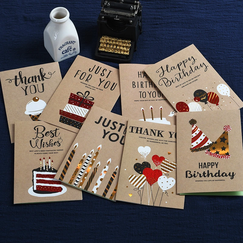 Vintage Birthday Cards Business Kraft Happy Birthday Greeting Cards Gift Message Cards Party Cards Invitations Aliexpress