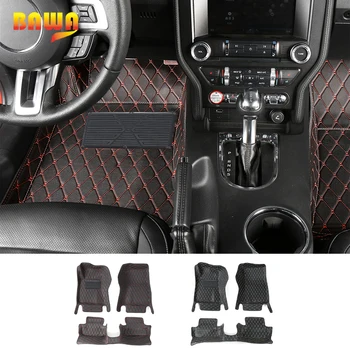 

HANGUP Leather Car Floor Foot Mats Pads Carpet Interior Stickers For Ford Mustang 2015 Up Car Styling