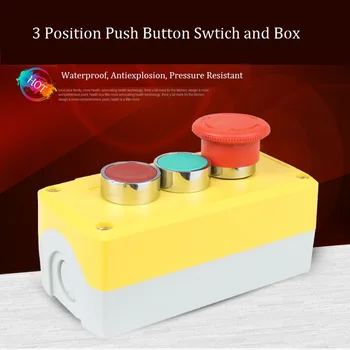 

22mm Push Button Switch and 3positions Control Box Start Stop On Off Button Switch Box for Elevator Cargo Lift