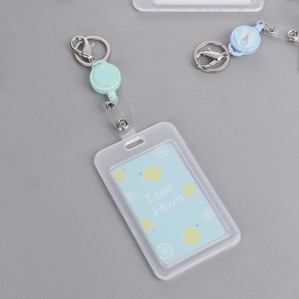 

1PC Fashion PVC Card Holder Cute Cartoon Transparent Bank Identity Bus Key Chain ID Card Holder Case Credit Cover Kids Gift