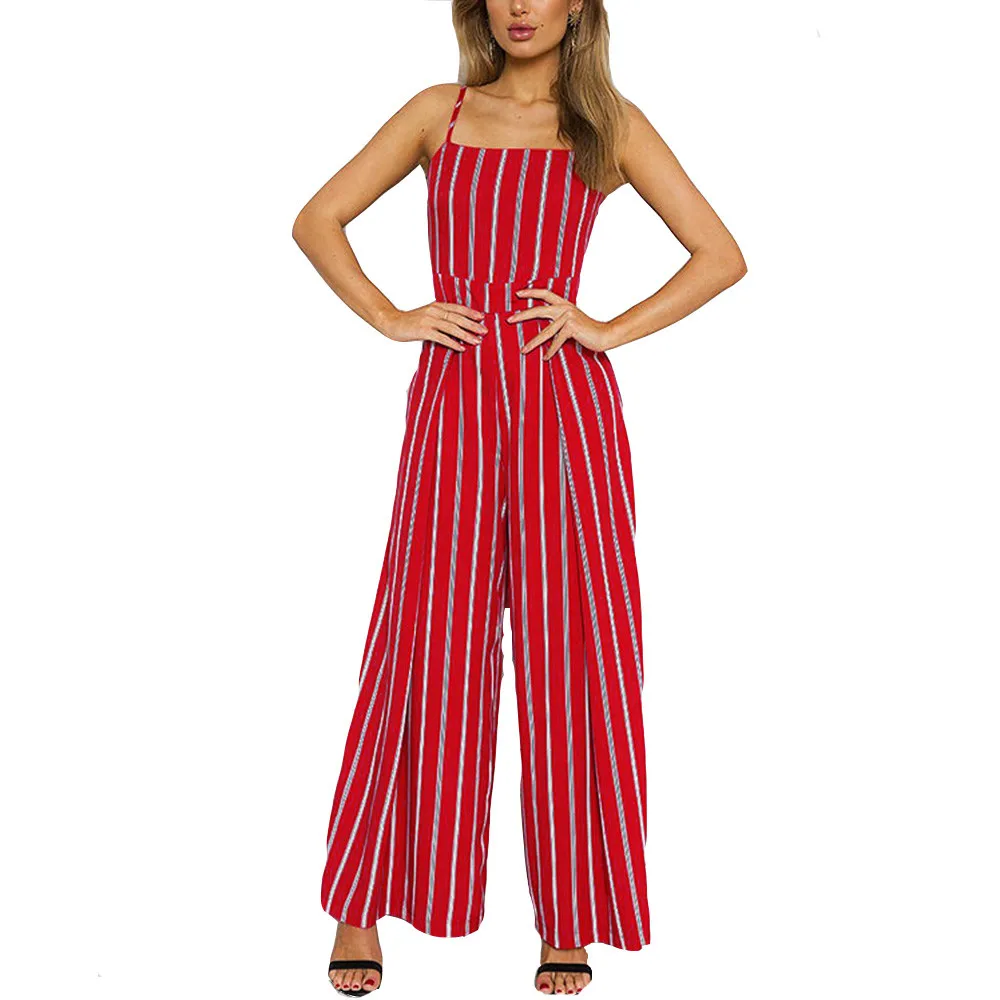 Fashion Casual Sleeveless Stripe Rompers Fashion Casual Sleeveless Stripe Rompers