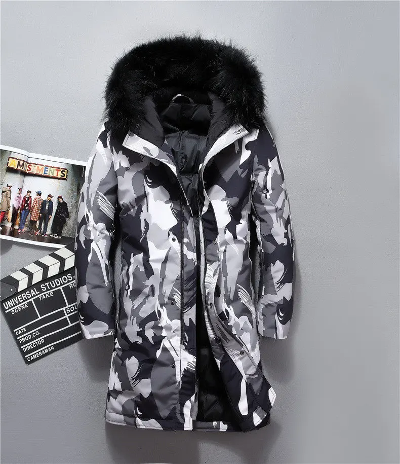 VSD Warm Winter Down Jacket Windproof Hooded Collar Men's Parka Male Big Coat Smart Casual Covered Button (4)