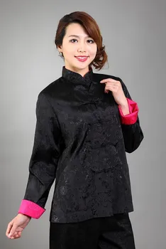 

Reversible Black Hot Pink Women's Satin Coat Middle-Aged Mother Single Breasted Jacket Two-Face Tang Suit Size S To XXXL T049