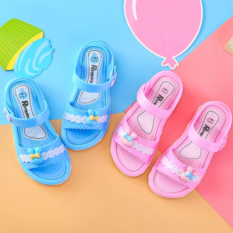 

Kids Girls Sandals Summer Children Beach Shoes Baby Jelly Plastic Sandals Fashion Non-slip Soft Bottom Girls Princess Shoes