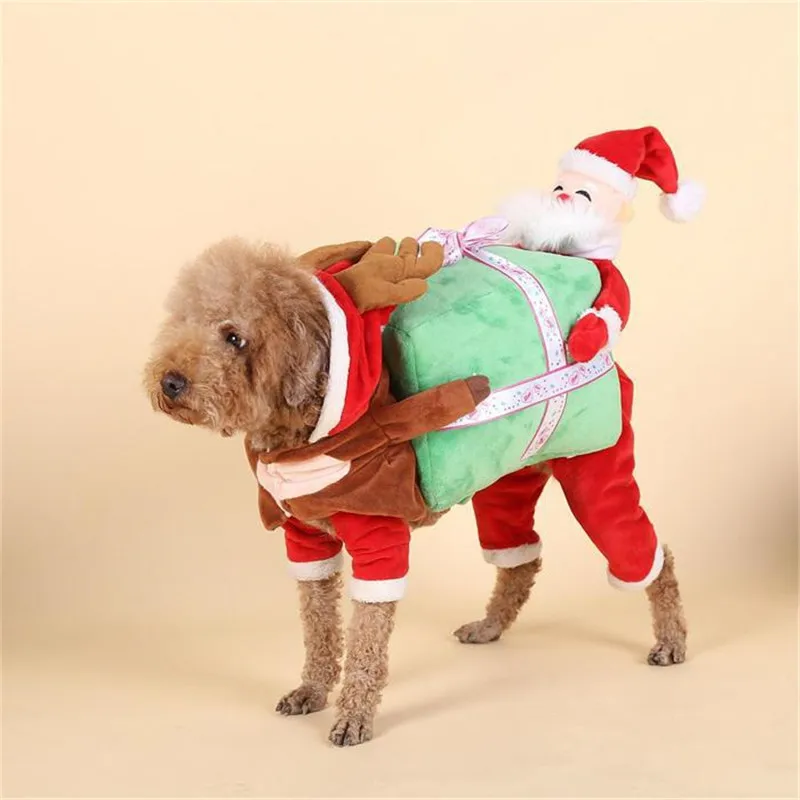 Chrismas Costume Dog Coat Jacket Pet Sweater Christmas Hat Santa Claus