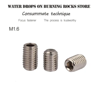 

10Pcs DIN913 M1.6 304 Stainless Steel Metric Thread Grub Screws Flat Point Hexagon Socket Set Screws Headless