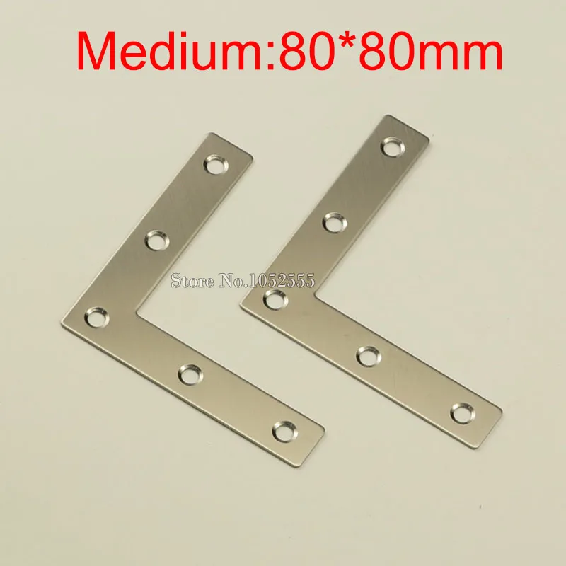100pcs 80*80*16mm Stainless Steel L Shape Furniture Corner Brackets