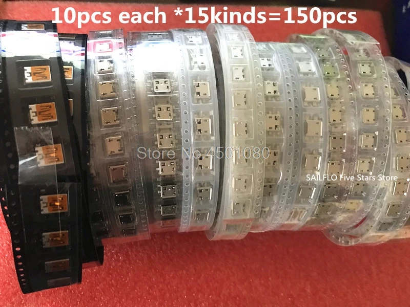 15 моделей = 150 шт. Мини Micro USB 5 P контактный разъем контактов для