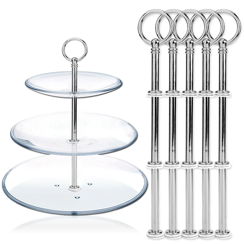

Plate Tray Shelf Wedding Decoration Parties Birthday 3-tier Cake stand holder Handle Set Display Stick Rod Fruit
