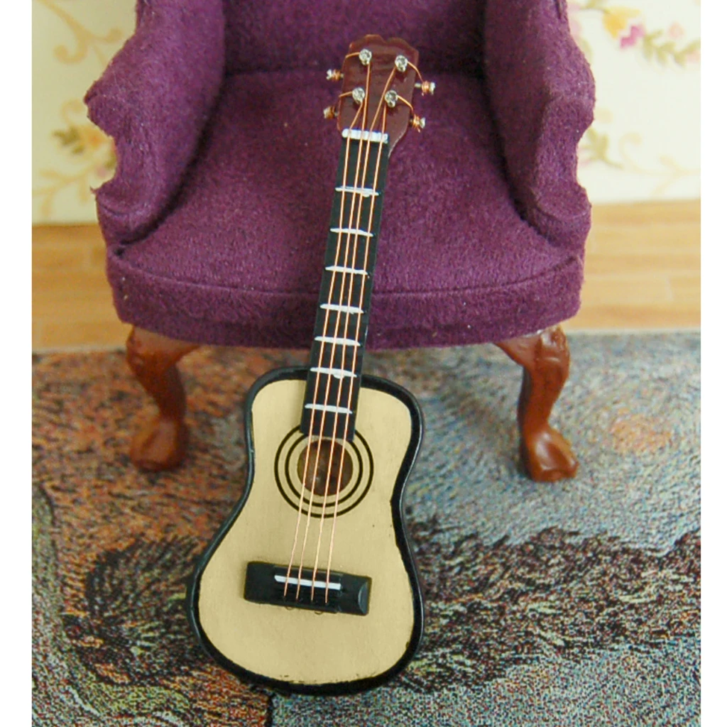 1:12/1:24 Dollhouse Miniatur Musikinstrument Klassische Gitarre Wohnkultur XJ 
