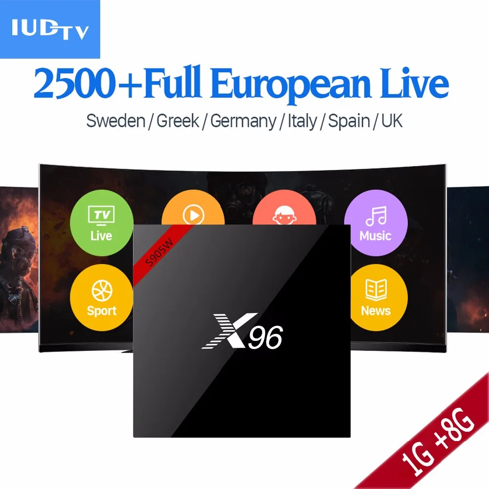 

X96 Android 7.1 Smart tv Box Amlogic S905W + 2500 Channels Swedish Italy Germany Portugal Turkish EXYU Europe IUDTV Set top box