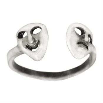 Kinitial 30Pcs Face Ring Girl Comedy & Tragedy Ring Ring Crystal Cute Encircle Adjustable Mast Ring