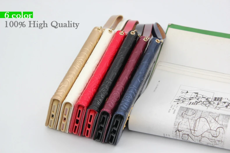 Latest 6s plus camellia wallet flip Patent Leather Case for iPhone 6 6S Plus 6splus Genuine Leather phone Bag Pouch Phone Cover