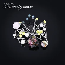 

2017 New Vintage Elegant Zinc Alloy and Natural Stone Flower Brooch Scarf Buckle Accessories for Women Party Gifts