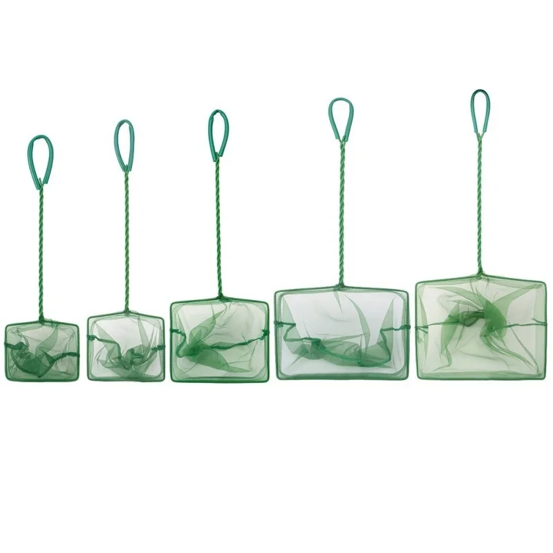 Зеленый портативный с длинной ручкой квадратный аквариумный сачок для аквариума сетка сачок для рыбок плавающие предметы инструменты для очистки